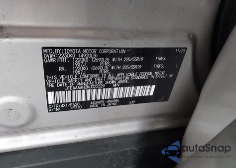 2021 Toyota Venza Xle from USA, damaged, VIN JTEAAAAH2MJ022329